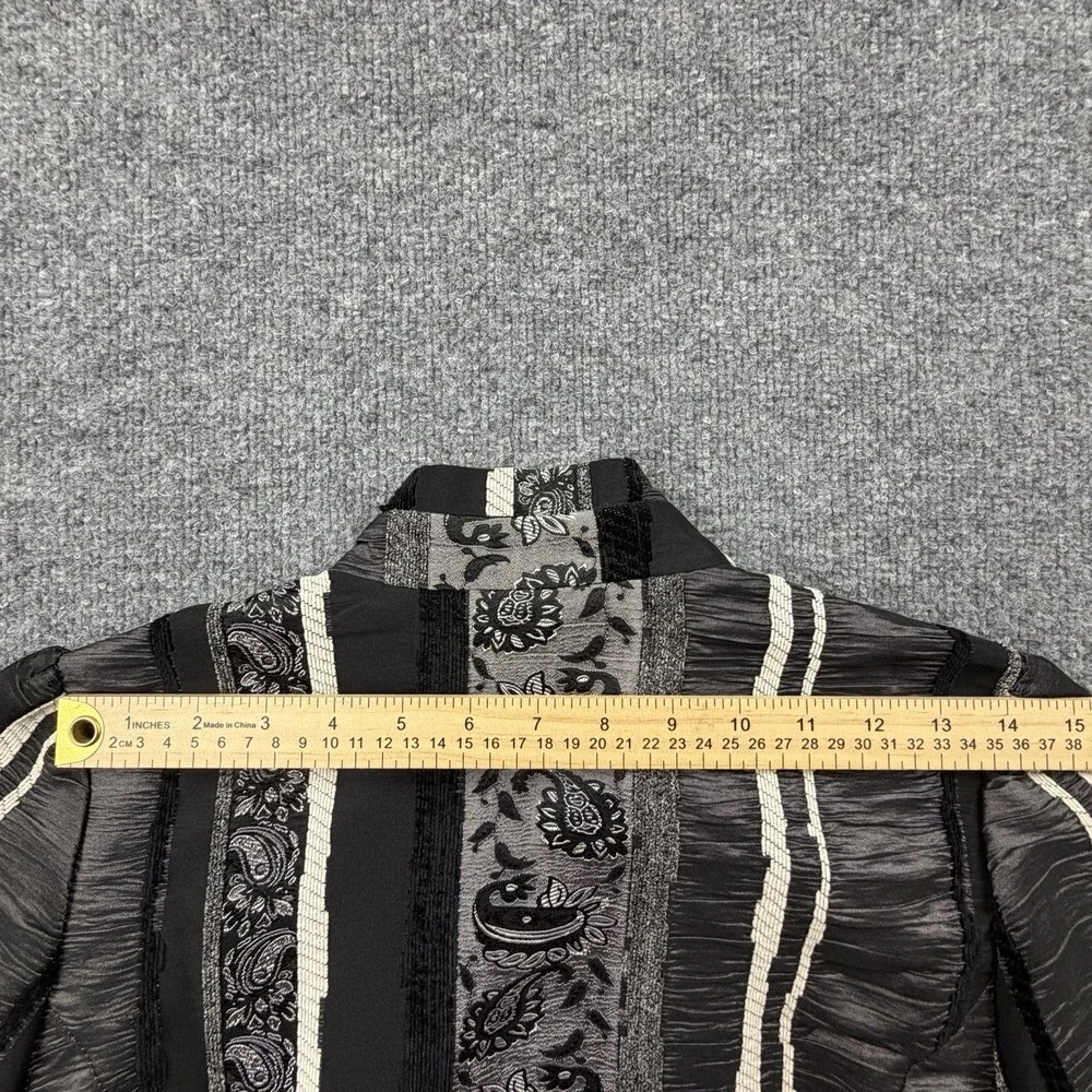Manius Silk Jacket Paisley Ruffle Trim Open Front Cropped S M‎